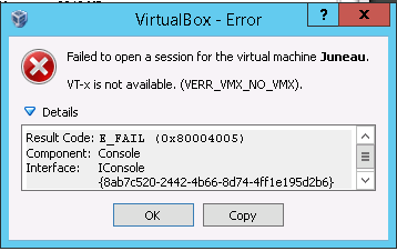 virtualbox VT-x not available